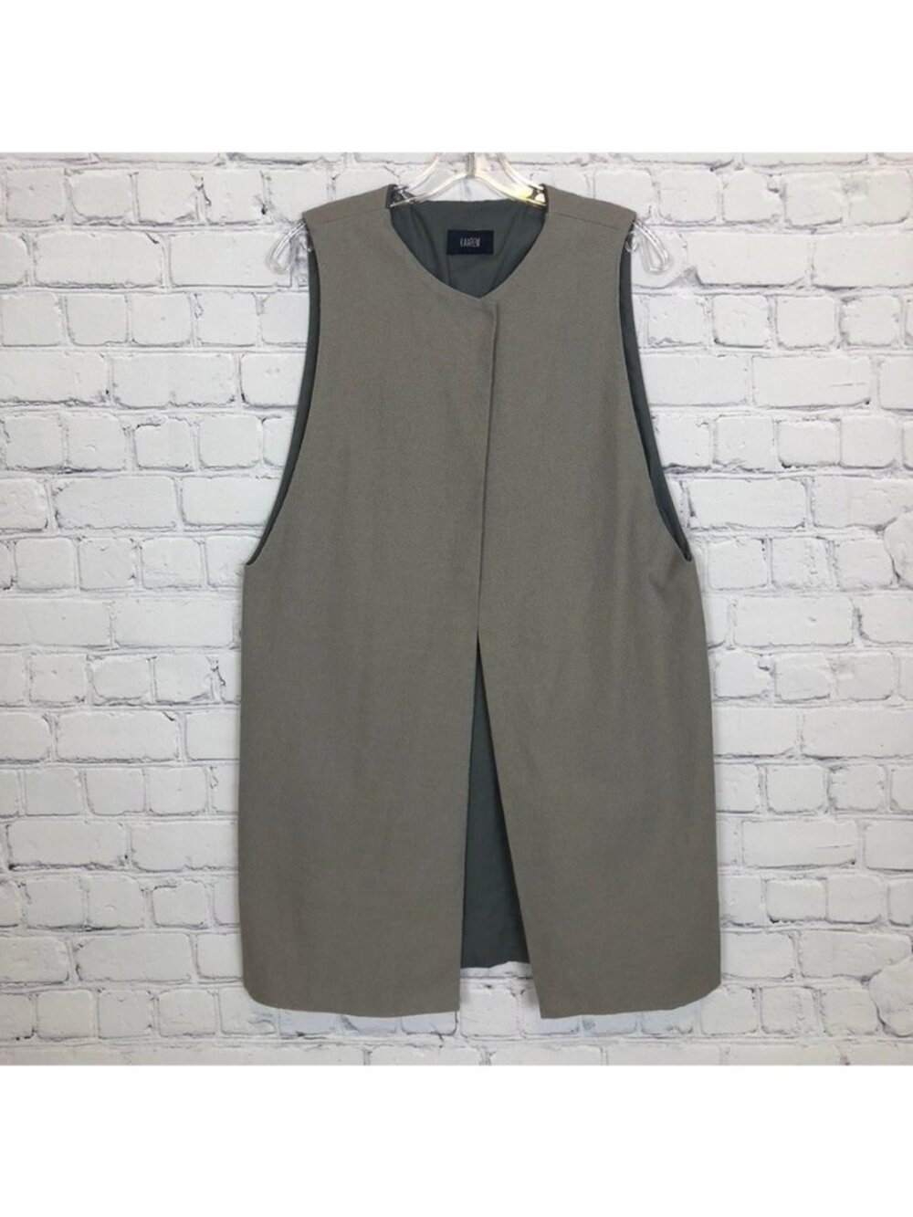 Kaarem Gray Taupe Textured Vest Size L 100% Cotton